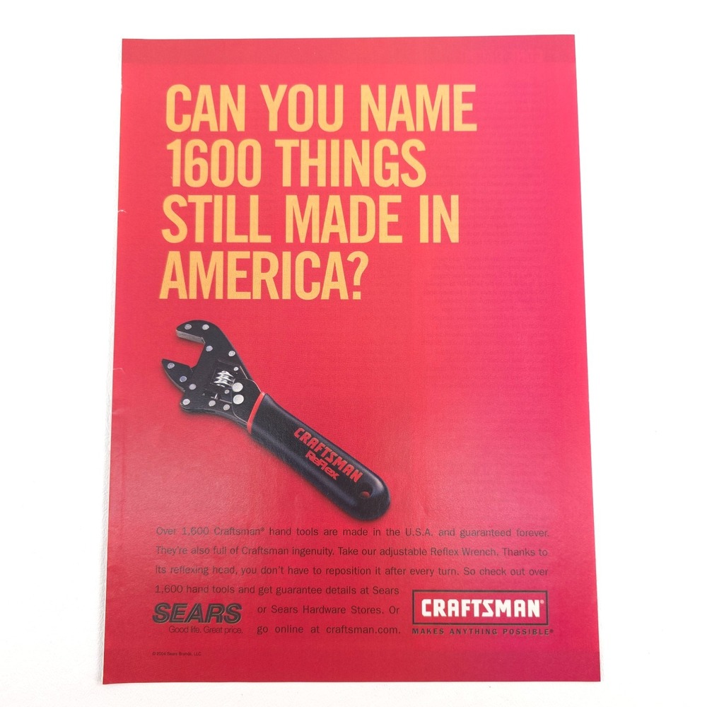 CRAFTSMAN Reflex Wrench Advertising Print Ad Made in USA Garage Wall Poster Art
